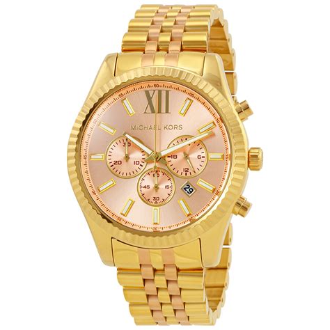 Women's Rose Gold Michael Kors Lexington Chronograph Watch 